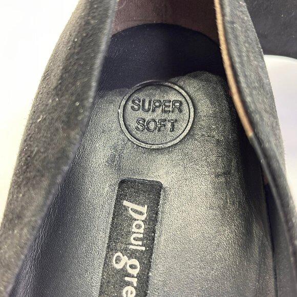 Paul Green Witt Black Suede Pointed Toe Pump Size 5.5 Mid Block Heels - Picture 10 of 16